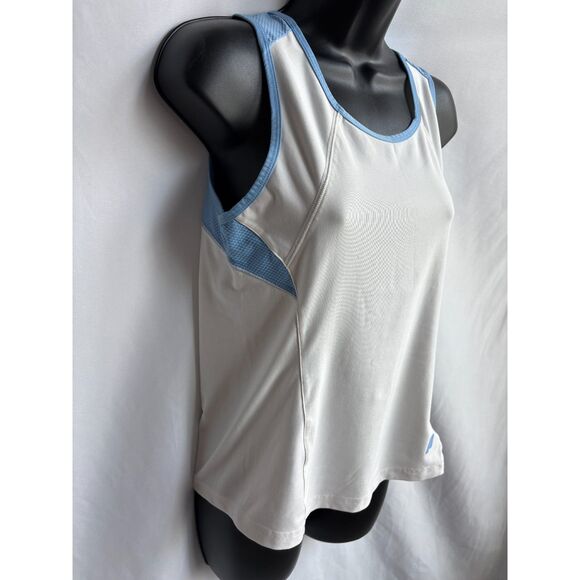 Prince White Tank Blue Trim Size M Workout Top Classy Tennis Gym Workout - Picture 3 of 10